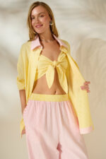 'ARIA' STRIPED TWO-TONE SHIRT - Image 2