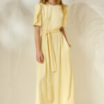 'LYDIA' ΣΑΤΕΝ ΜΙΝΤΙ ΦΟΡΕΜΑ (PALE YELLOW)