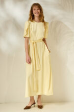 'LYDIA' SATIN MIDI DRESS (PALE YELLOW)