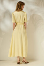 'LYDIA' SATIN MIDI DRESS (PALE YELLOW) - Image 2