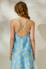 'ILEKTRA' DRAPE SATIN TOP (CIEL) - Image 2