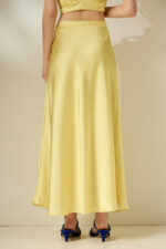 'DAPHNE' SATIN SKIRT (PASTEL YELLOW/POLKA DOT) - Image 3