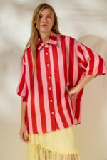 'CASEY' STRIPED SHIRT (RED/PINK) - Image 3