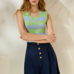 'CALLIOPE' ΠΛΕΚΤΗ ΜΠΛΟΥΖΑ (MATCHA/ICE BLUE)