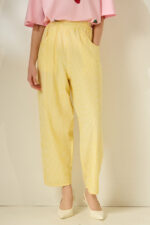 'CAPRI' STRIPED CROPPED TROUSERS (YELLOW) - Image 2