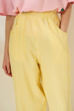 'CAPRI' STRIPED CROPPED TROUSERS (YELLOW) - Image 3