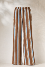 'DOMNA' STRIPED TROUSERS WITH ELASTIC (CHOCOLATE/CIEL) - Image 5