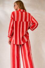 'DIMITRA' STRIPED OVERSIZED SHIRT (RED/PINK) - Image 2