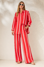 'DIMITRA' STRIPED OVERSIZED SHIRT (RED/PINK) - Image 3