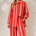 'DIMITRA' STRIPED OVERSIZED SHIRT (RED/PINK)