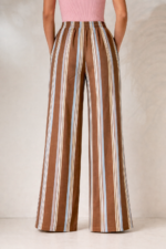 'DOMNA' STRIPED TROUSERS WITH ELASTIC (CHOCOLATE/CIEL) - Image 3