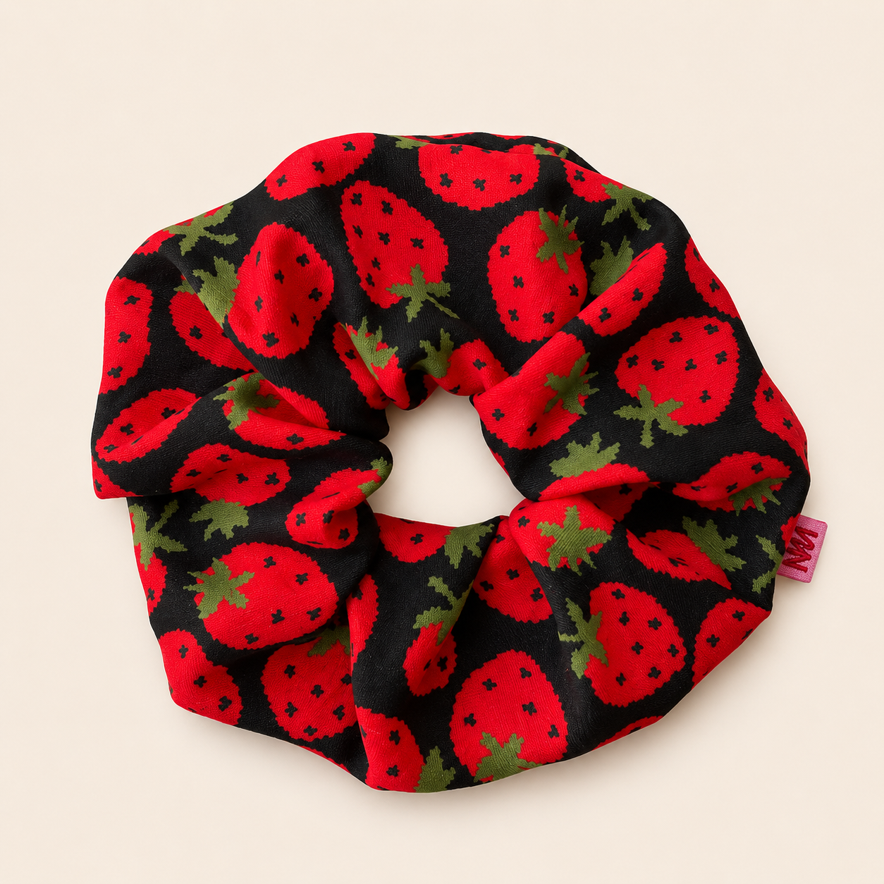 8701689F-A4C9-40AA-A068-792E4ED5E106 SCRUNCHIES (BLACK/STRAWBERRIES) - Image 1