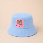 'ANTHI' TWO-TONE BUCKET HAT (PALE BLUE/BLUE STRIPED)