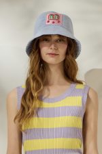 'ANTHI' ΔΙΧΡΩΜΟ ΚΑΠΕΛΟ BUCKET (PALE BLUE/BLUE STRIPED) - Image 3