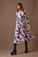 'ANITA' ΣΑΤΕΝ ΜΙΝΤΙ ΦΟΡΕΜΑ (PINK/BLACK ROSES) - Image 3
