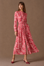 'LINDA' MAXI SHIRT DRESS (IVORY/RED PRINT)