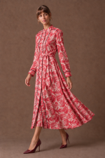 'LINDA' MAXI SHIRT DRESS (IVORY/RED PRINT) - Image 3