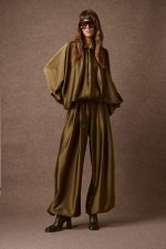 'SABRINA' SATIN SALVARI PANTS (MATCHA) - Image 2