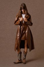 'IOLI' MINI SKIRT WITH SAFFRON TEXTURE (CARAMEL) - Image 4