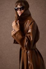 'NORMA' OVERSIZED LONG COAT WITH SAFFRON TEXTURE (CARAMEL) - Image 6