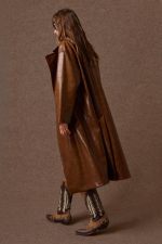 'NORMA' OVERSIZED LONG COAT WITH SAFFRON TEXTURE (CARAMEL) - Image 7