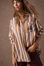 'MARCIA' OVERSIZED ΡΙΓΕ ΠΟΥΚΑΜΙΣΟ (BROWN STRIPED)