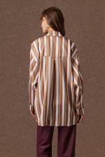 'MARCIA' OVERSIZED ΡΙΓΕ ΠΟΥΚΑΜΙΣΟ (BROWN STRIPED) - Image 4
