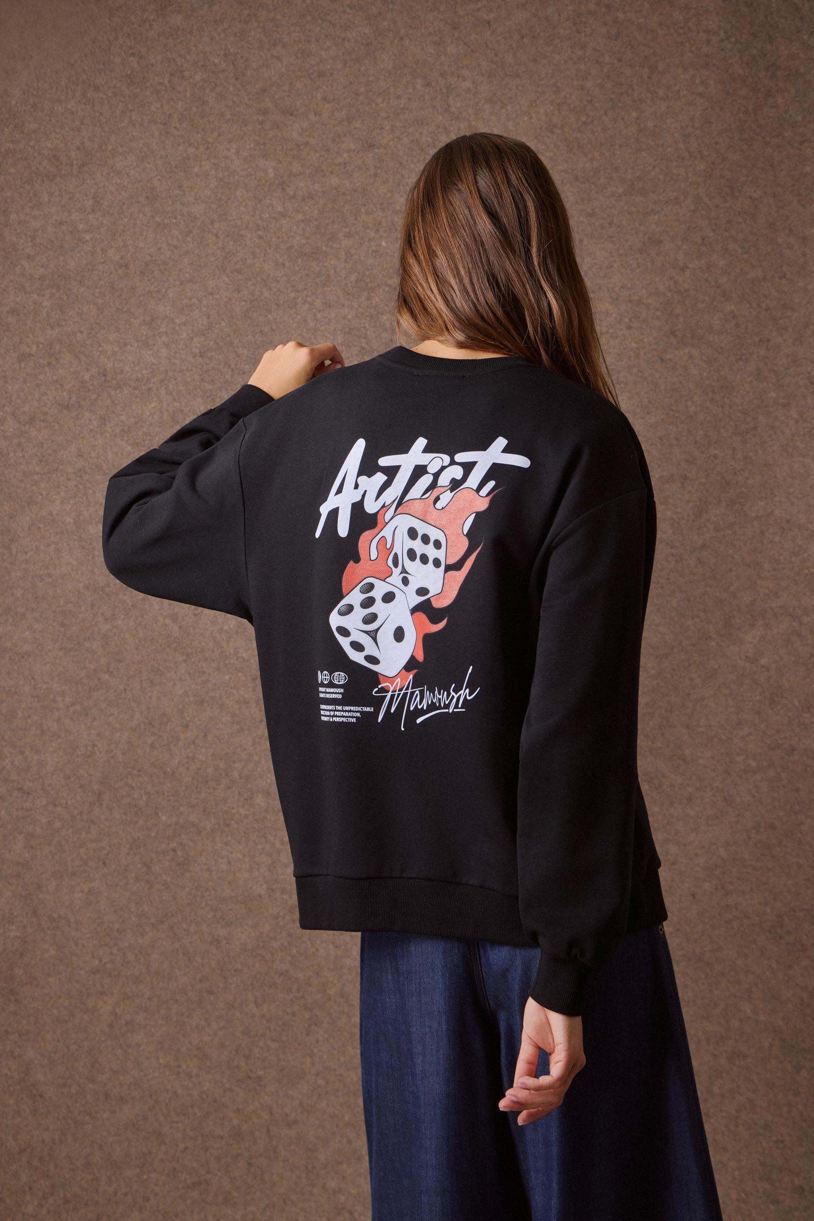 mamoush-30-08-1856 'AMANDA' OVERSAIZED SWEATSHIRT (BLACK) - Image 1