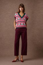 'LEO' CROPPED PANTS (BURGUNDY) - Image 3