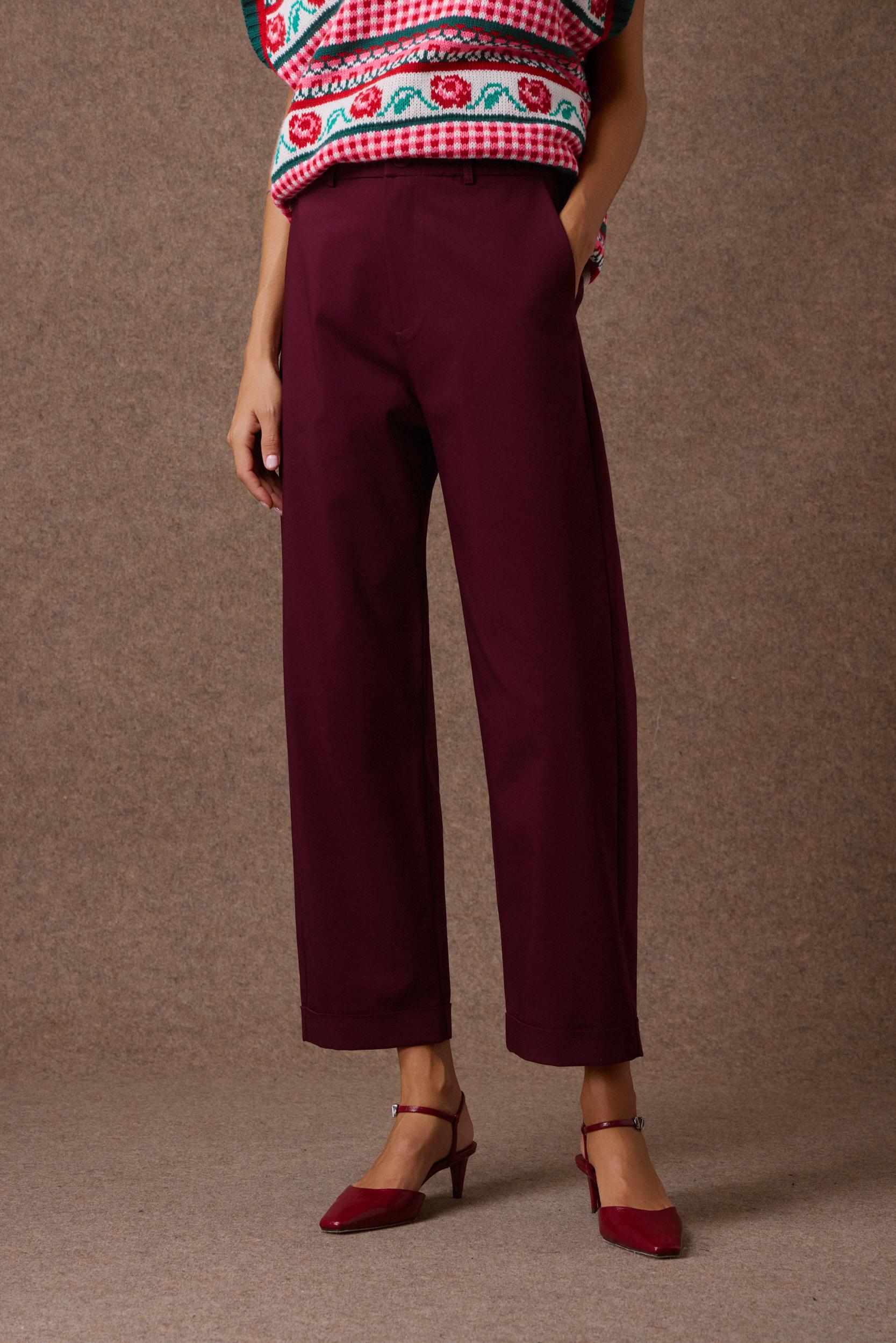 mamoush-30-08-3126 'LEO' CROPPED ΠΑΝΤΕΛΟΝΙ (BURGUNDY) - Image 1