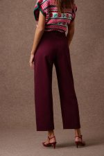 'LEO' CROPPED PANTS (BURGUNDY) - Image 2