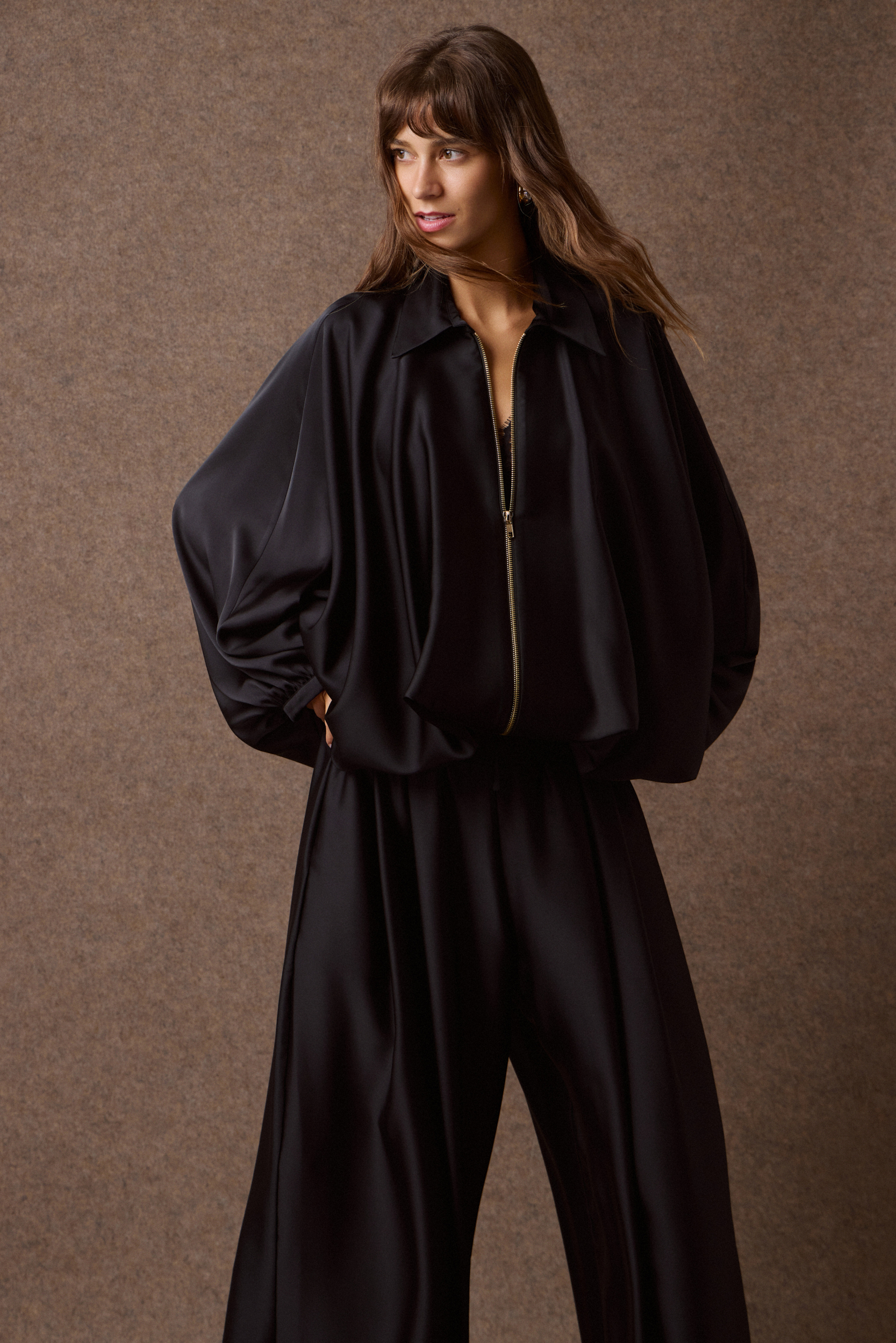 mamoush_30_08_1987 'CAROLINA' SATIN JACKET (BLACK) - Image 1