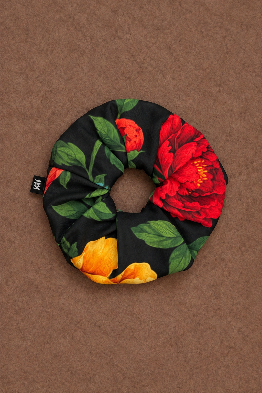9C5CD57B-F8DA-4003-9FD5-C826D13CFF77 SCRUNCHIES (BLACK/BOTANICAL) - Image 1