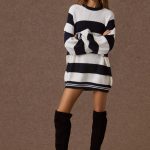 'AGNES' STRIPED KNITTED T-SHIRT (NAVY BLUE/VANILLA)