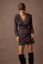 'AGAPI' MINI DRESS (BLACK/POMEGRANATE)
