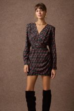 'AGAPI' MINI DRESS (BLACK/POMEGRANATE) - Image 2