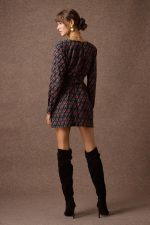 'AGAPI' MINI DRESS (BLACK/POMEGRANATE) - Image 4