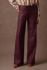 'DIONE' ΠΑΝΤΕΛΟΝΙ ΜΕ ΥΦΗ LEATHER-LOOK (BURGUNDY) - Image 2