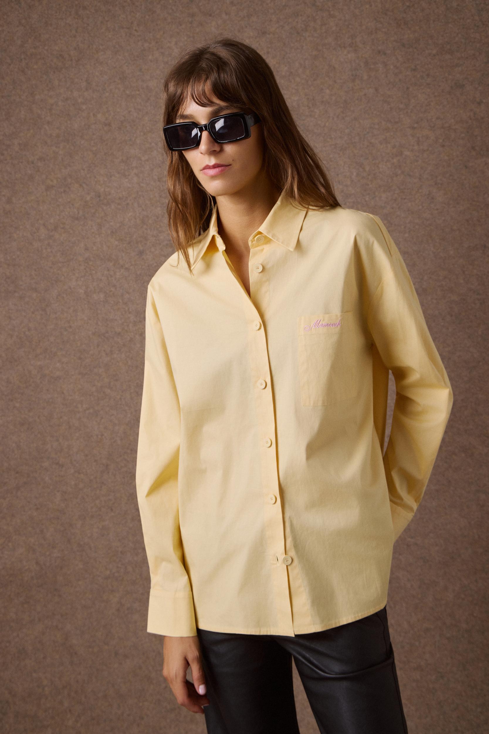 mamoush-30-08-2147 'LINDA' COTTON OVERSIZED SHIRT (YELLOW) - Image 1