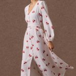 'KLELIA' SHIRT DRESS WITH POMEGRANATE PRINT (VANILLA)