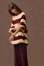'AGNES' STRIPED KNITTED BLOUSE (BURGUNDY/YELLOW) - Image 2
