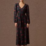 'KLELIA' POMEGRANATE PRINT SHIRT DRESS (BLACK)