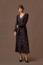 'KLELIA' POMEGRANATE PRINT SHIRT DRESS (BLACK) - Image 3