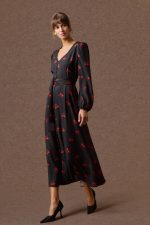'KLELIA' POMEGRANATE PRINT SHIRT DRESS (BLACK) - Image 2