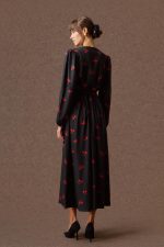 'KLELIA' POMEGRANATE PRINT SHIRT DRESS (BLACK) - Image 4