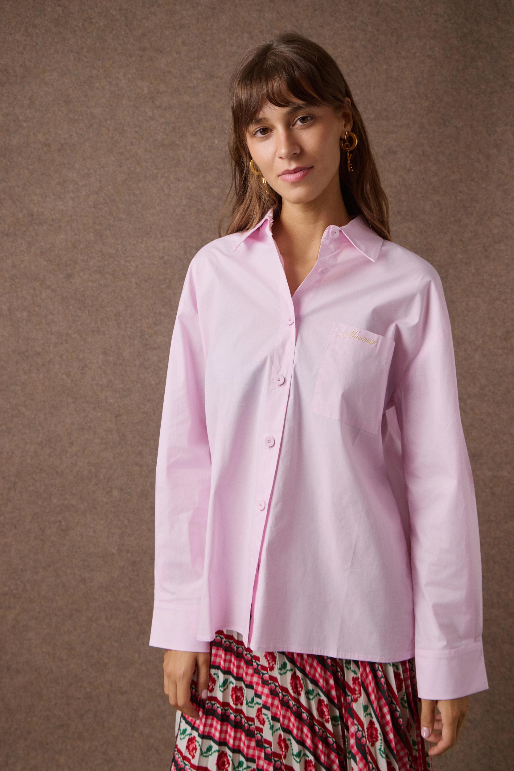 mamoush-30-08-3015 'LINDA' COTTON OVERSIZED SHIRT (PINK) - Image 1