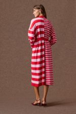 'MARGARET' STRIPED KNITTED MIDI DRESS (PINK/RED) - Image 4