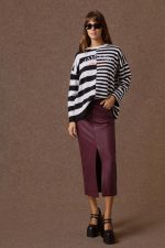 'MARGOT' STRIPED KNITTED BLOUSE (BLACK/VANILLA) - Image 3