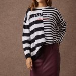 'MARGOT' STRIPED KNITTED BLOUSE (BLACK/VANILLA)
