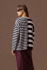 'MARGOT' STRIPED KNITTED BLOUSE (BLACK/VANILLA) - Image 2